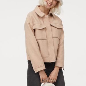 Wool-Blend Cropped Shacket